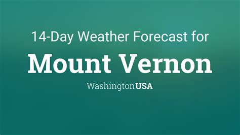 14 day weather forecast mount vernon wa. Find the most current and reliable 14 day weather forecasts, storm alerts, reports and information for Mount Vernon, WA, US with The Weather Network. 