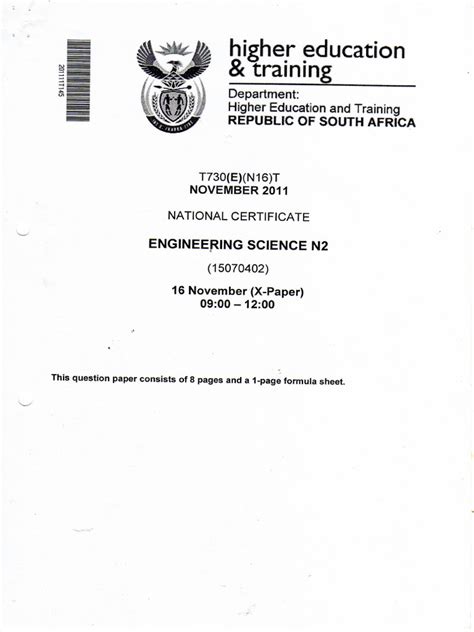 14 Engineeering Science N2 Paper