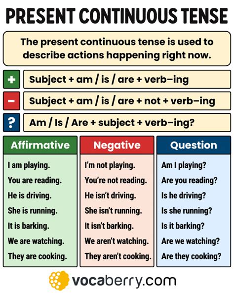 14 Present Continuous Affirmative Negative Questions