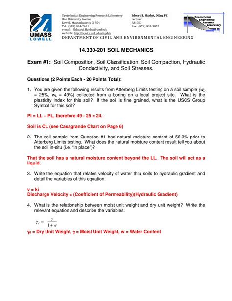 Read 14 330 Soil Mechanics Exam 1 Soil Composition Soil 