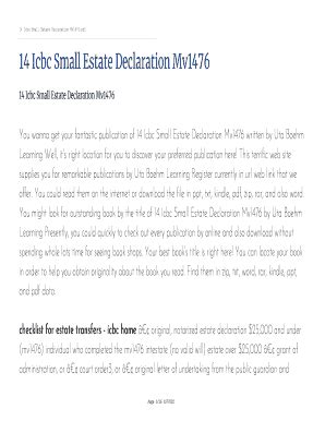 Read 14 Icbc Small Estate Declaration Mv1476 Pdf 