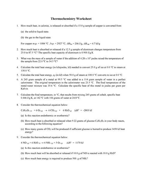 141 Thermochemistry Worksheet Thermochemistry Worksheet How Studocu Thermochemistry Worksheet With Answers - Thermochemistry Worksheet With Answers