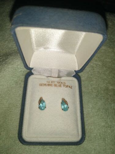 14K BLUE TOPAZ EARRINGS eBay