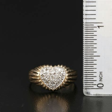 14K Diamond Heart Cluster Ring with Fluted Shoulders EBTH