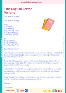 15 11th English Letter Writing Sample Email Template 11 Writing - 11 Writing