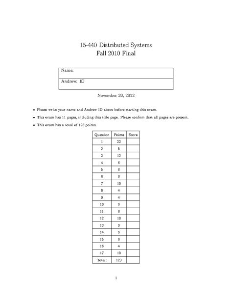 15 440 Distributed Systems Final Exam Solution
