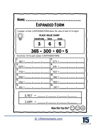 15 Best Images of Expanded Form Worksheets Write Numbers in Expanded
