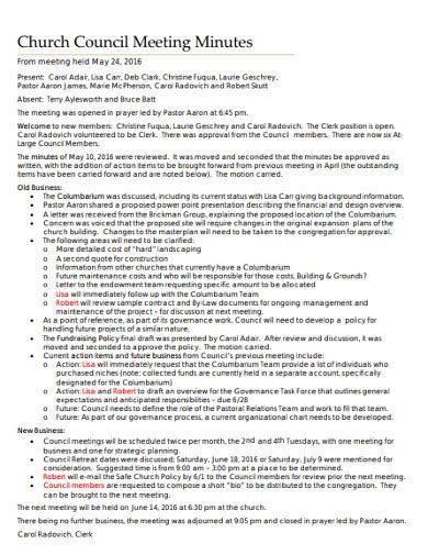 15 Church Meeting Minutes Examples In Pdf Ms Word Pages Google Docs Examples