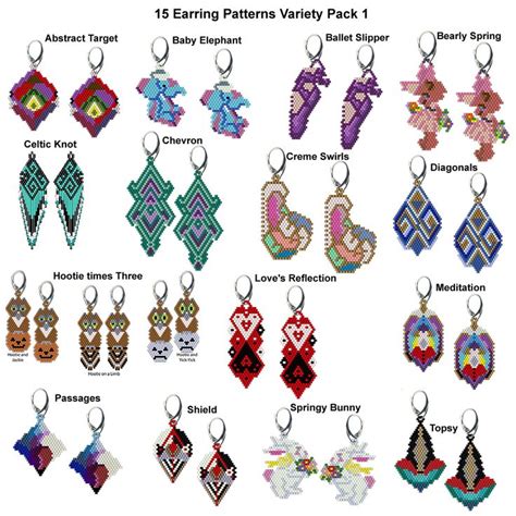 15 Earring Patterns Variety Pack 1 BeadPatterns