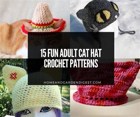 15 Fun Adult Cat Hat Crochet Free Patterns & Instructions