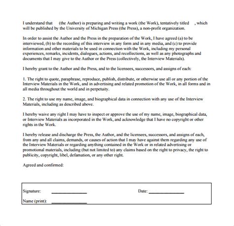 15 Interview Release Form Templates to Download Sample Templates