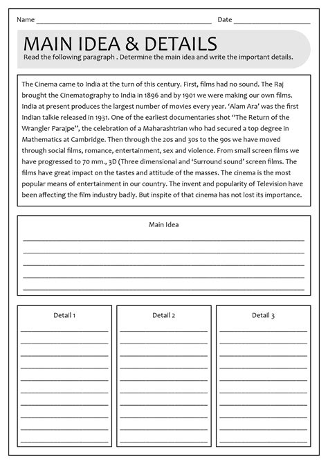 15 Main Idea Worksheets Second Grade /