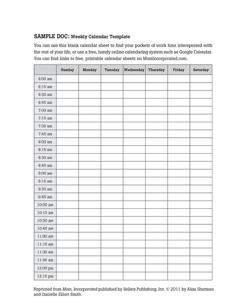 15 Minute Time Sheet Printable Example Calendar Printable