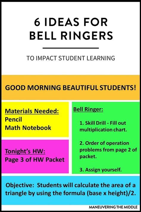 15 Bell Ringers For Middle School To Focus Math Bell Work - Math Bell Work