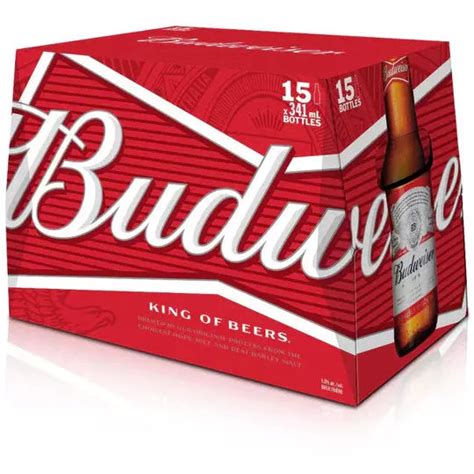 15 budweiser bottles. 7 &cent;/fl oz Budweiser American Lager Beer 15 pack 16 fl oz Alumi...