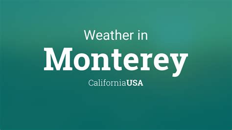 15 day forecast monterey ca. Hourly weather forecast and temperature - Monterey, CA. 8 pm. 63°F; Feels like: 63°F; Partly Cloudy. Wind: 7mph NW; Pressure: 30.06"Hg; ... and 59.9°F (15.5°C) and lows of between 43.3°F (6.3°C) and 45.5°F (7.5°C). Extremely cold days are rare in Monterey, as is snowfall and frost, which only occur in the elevated areas like Santa Lucia ... 