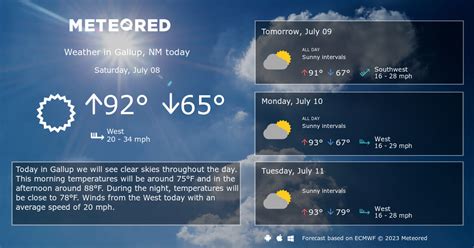 15 day weather forecast for gallup nm. On Sunday, in Gallup, primarily bright and sunny weather is expected. Day and night temperatures will contrast sharply, from a maximum of a warm 77°F to a minimum of an icy 39.2°F. On Sunday, the maximum temperature will be higher and more in line with September's average highest temperature of 74.7°F than the average highest temperature of 62.8°F in October. 