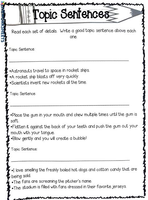 15 Engaging Topic Sentence Activities To Foster Strong Topic Sentence Worksheet High School - Topic Sentence Worksheet High School