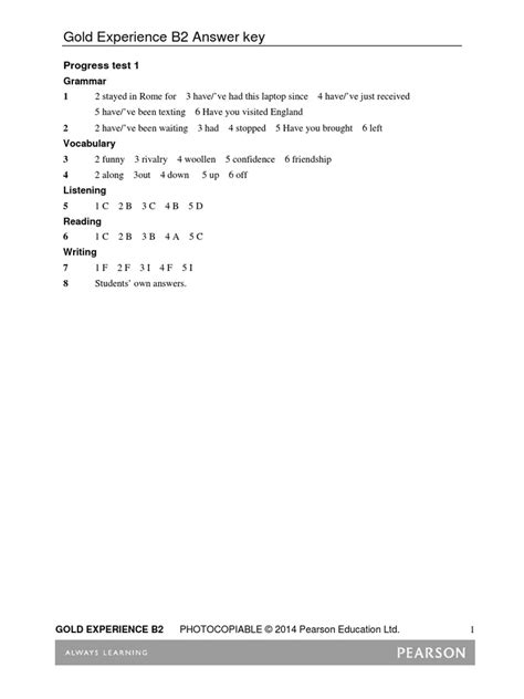 15 Gxp B2 Test Answer Key