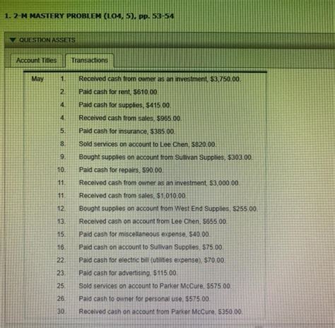 15 m mastery problem accounting answers