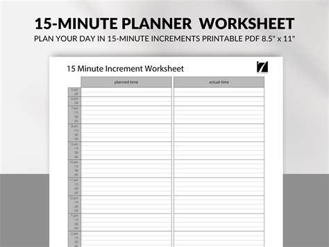 15 minute increment schedule Example Calendar Printable