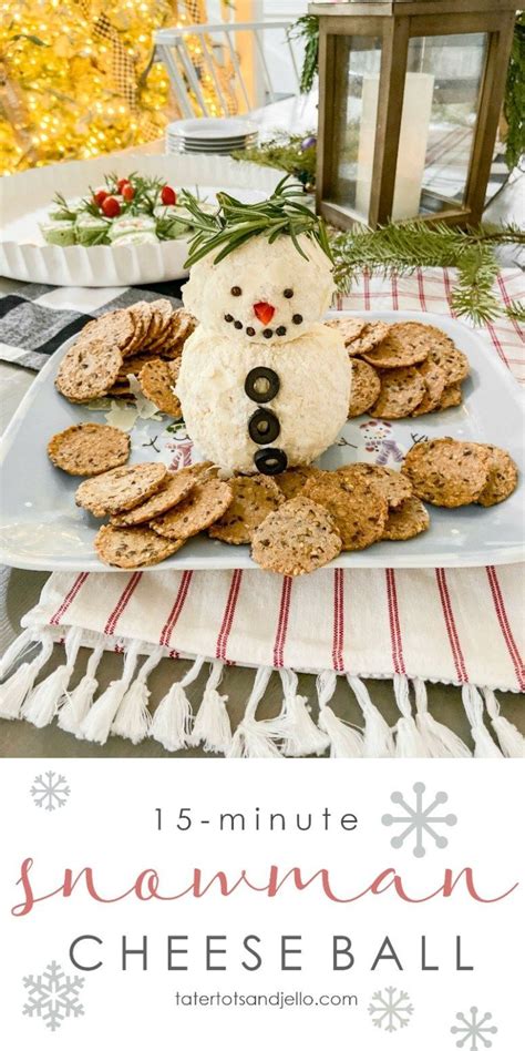 15-Minute Snowman White Cheese Ball - tatertotsandjello.com