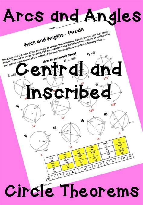 15.2 Angles In Inscribed Polygons Answer Key Geometry Worksheets