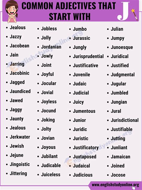 150 Adjectives That Start with J with Interesting Examples English