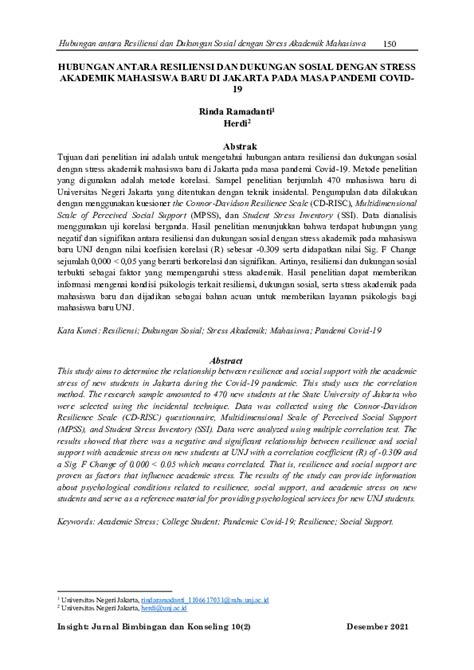 150 Hubungan antara Resiliensi dan Dukungan Sosial dengan Stress ... - wintechmobiles.com