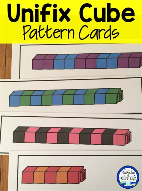 150 printable pattern cards to make Unifix cube patterns. A fun