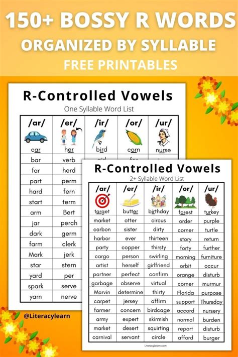 150 R Controlled Vowel Words Free Printable Lists Ar Or Worksheet Second Grade - Ar Or Worksheet Second Grade