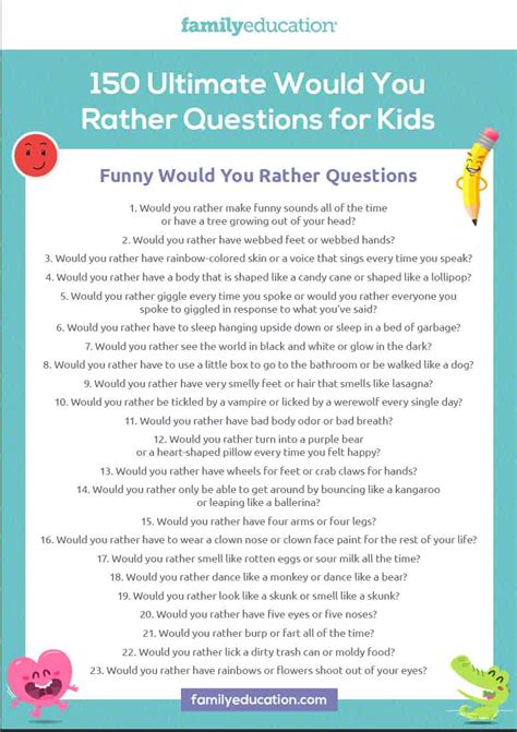 150 Would You Rather Questions For Kids Amp Would You Rather Worksheet - Would You Rather Worksheet