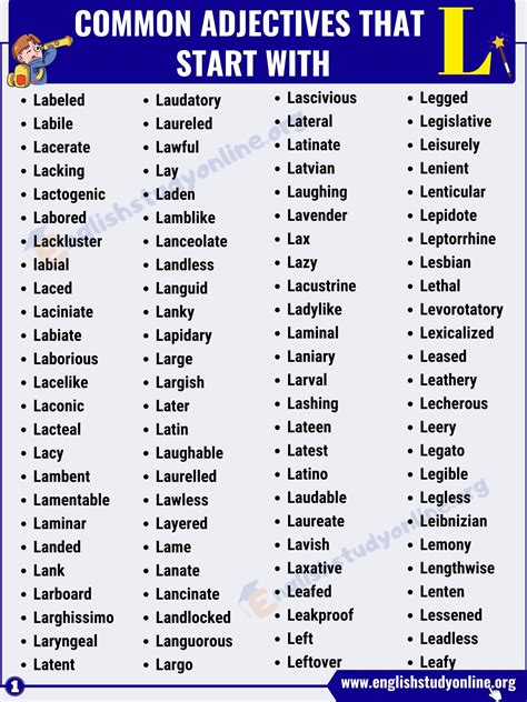 151 Adjectives That Start With L Words To Easy Words That Start With L - Easy Words That Start With L