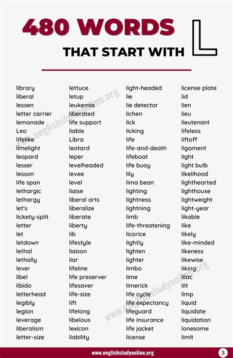 1562 Words that Start with L with Useful Examples English Study Online
