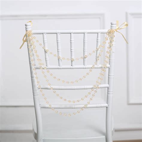 16" Amber Gatsby Faux Pearl Beaded Wedding Chair Back …