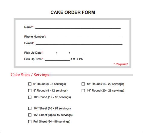 16+ Cake Order Form Templates Sample Templates