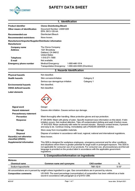 16+ Clorox Bleach Material Safety Data Sheet PNG Best Information and