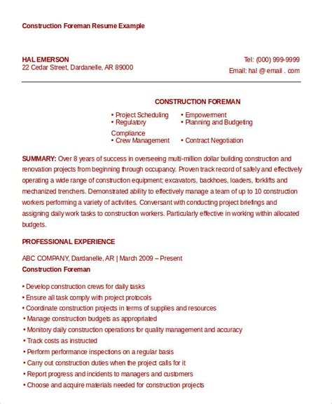 16+ FREE Construction Resume Example PDF, DOC
