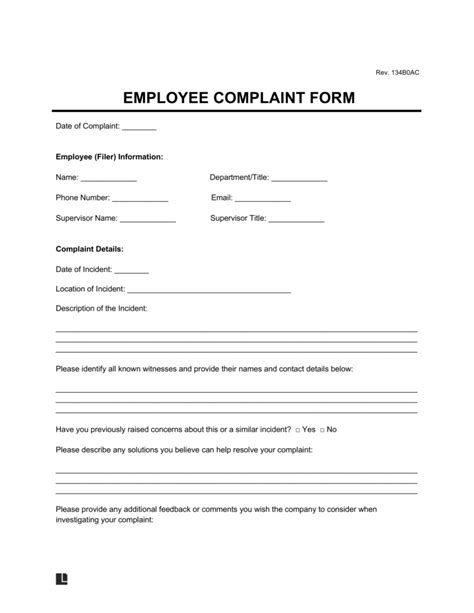 16+ Free Employee Complaint Forms & Templates (Word PDF)