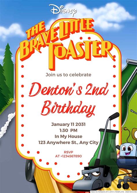 16+ The Brave Little Toaster Canva Birthday Invitation Templates