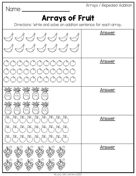 16 Addition Arrays Worksheets Free PDF at
