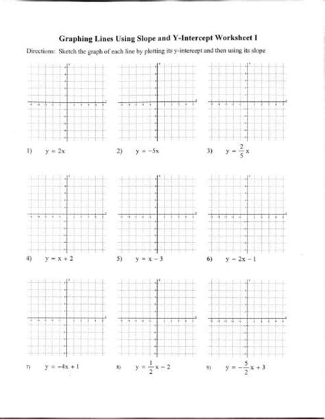 16 Best Images of SlopeIntercept Graph Worksheet YIntercept and