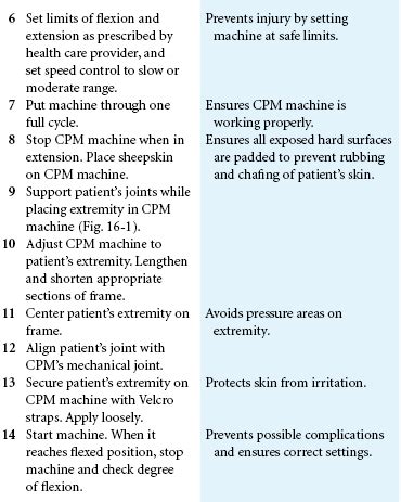 16 Continuous Passive Motion Machine Nurse Key