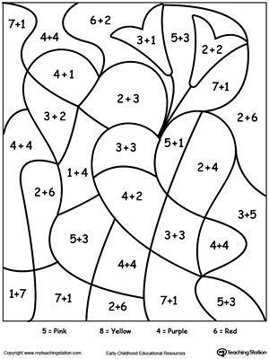 16 Easy Addition Color by Number Worksheet edeasmith