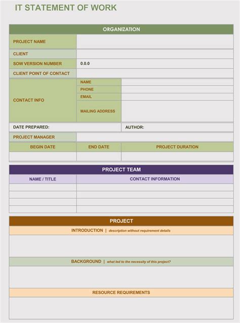 16 Statement of Work Templates Word Excel