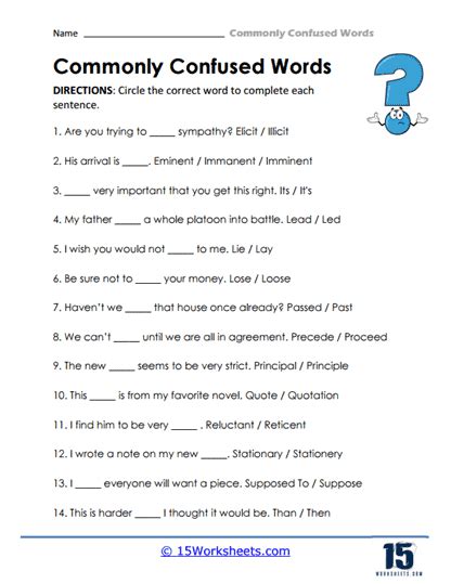 16 Engaging Commonly Confused Words Worksheets To Download Confusing Words Worksheet - Confusing Words Worksheet