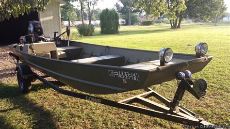 2013 Lowe L1648 2013 LOWE 1648T WITH A 2008 YAMAHA 15 FOUR STROKE ENGINE AND BEAR TRAILER BOAT HAS NORMAL WEAR AND LIGHT DENT IN GUNWHALE, MOTOR AND TRAILER ARE IN GRET CONDITION. $4595.00 16 foot Big Jon Flat Bow, 15 inch Transom Economical to own and easy to power Lowe Jons have been serving anglers, hunters and commercial clients since 1972.. 