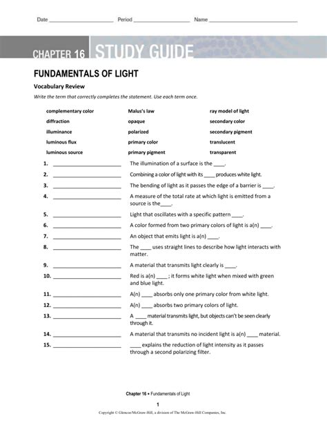 16 study guide light fundamentals with answers. - Curry blake nuevo manual de hombre.