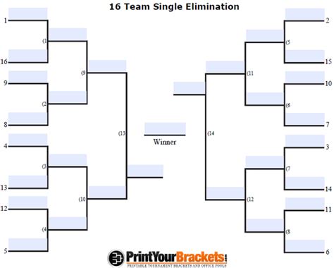 16 team fillable bracket. Aug 26, 2023 · If you click "Customize this Bracket" you will be able to edit the heading before printing. Our Fillable 15 Team Seeded Bracket allows you to type in team names, and also edit, save, and update the bracket as the tournament progresses! These are .pdf files, we recommend using the latest version of Adobe Reader to get these to display and print ... 