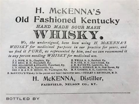 160 years Of H. McKenna Medicinal Whiskey - Kentucky …